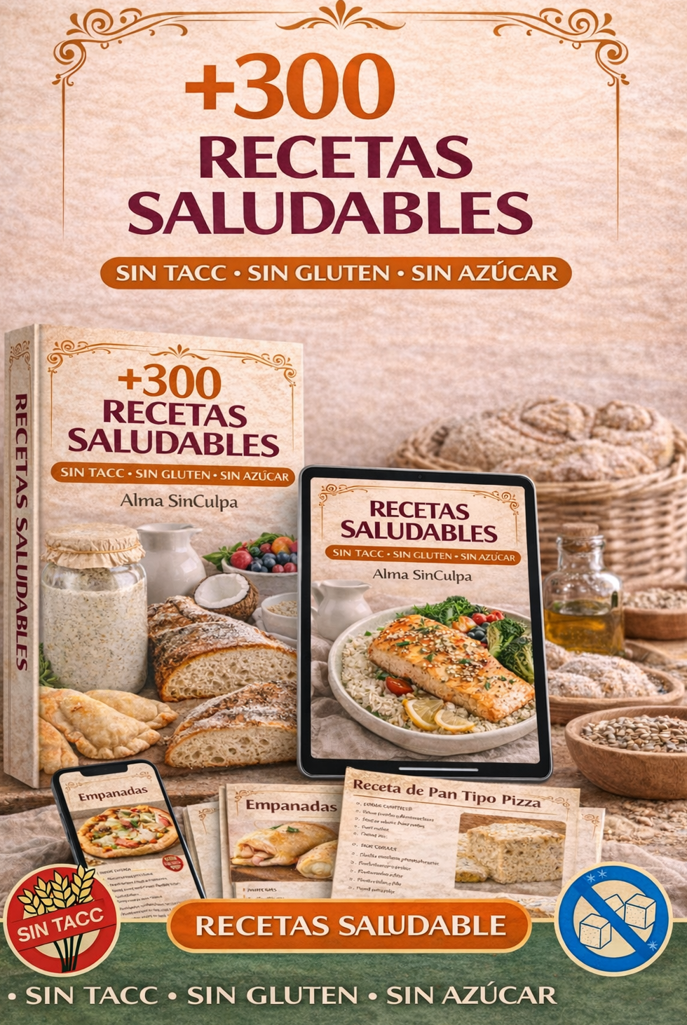 Alma SinCulpa: +300 Rectas Saludable Sin TACC, Sin Gluten y Sin Azúcar